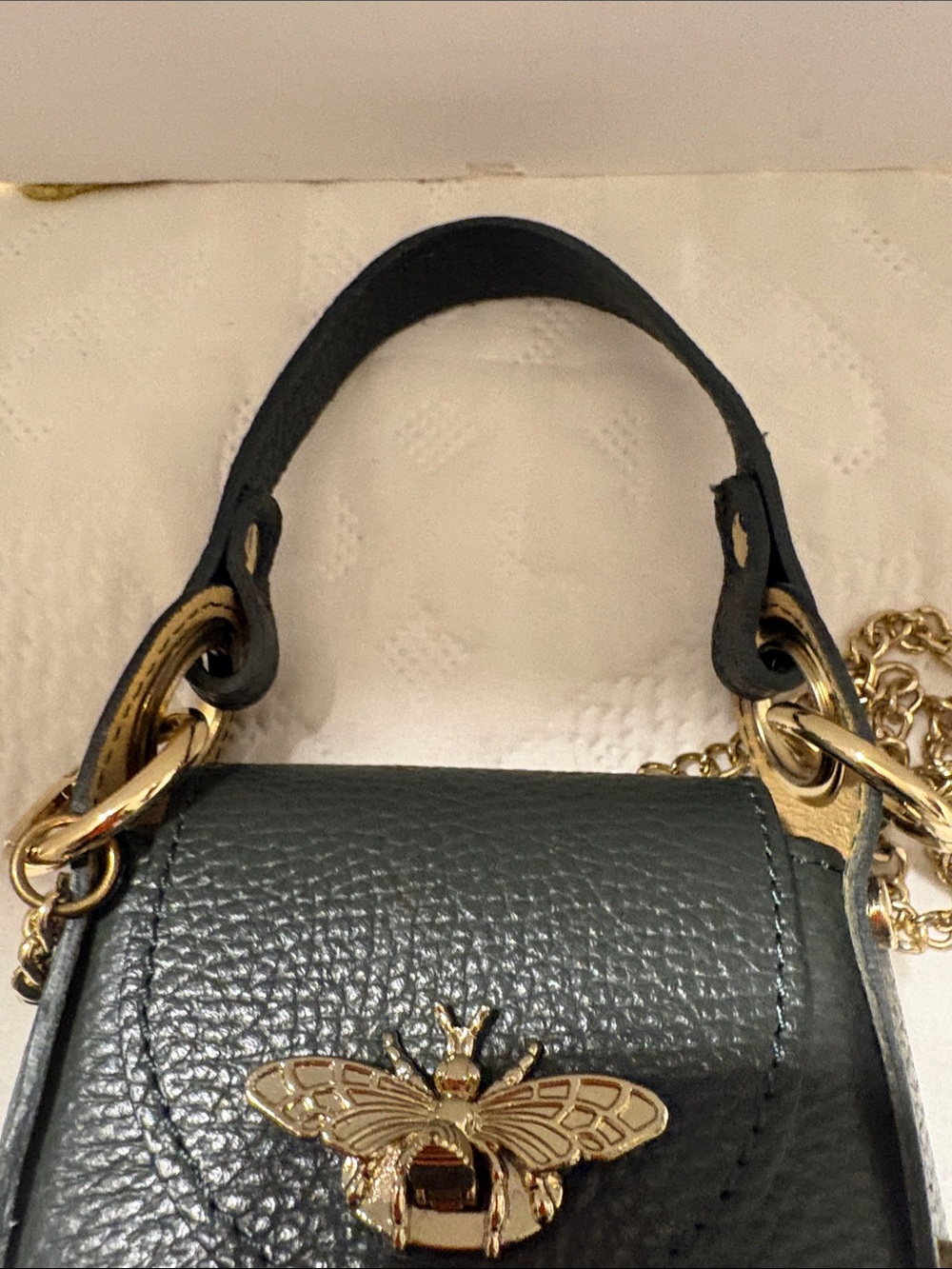 Vera Pelle Olive Green Leather Crossbody Bag with Beige Interior, made in Italy - Picture 14 of 16